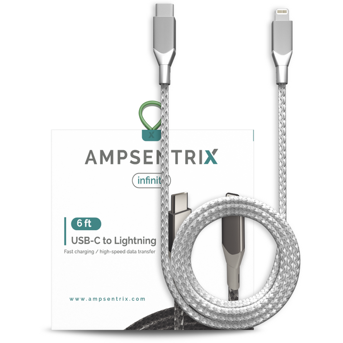 AmpSentrix - Charging Cable - USB C to Lightning - 6ft