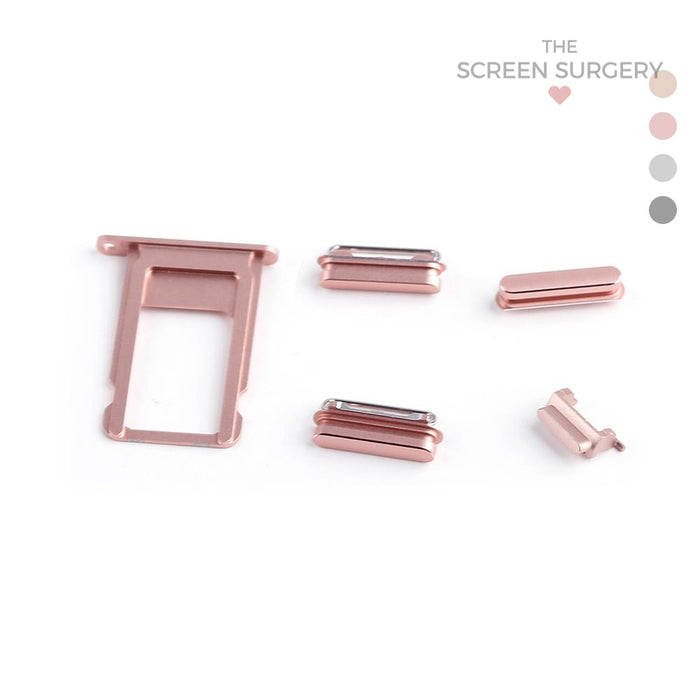 Iphone 6S(Volume Power & Mute Button) Side Button Set - Rose Gold ( Metal Buttons) (Apple)