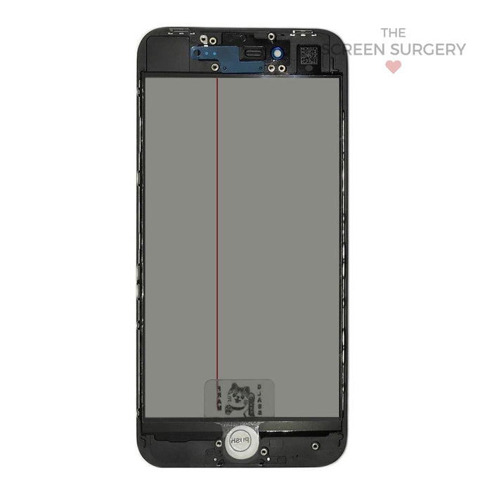 Iphone 8G - 4 In 1 Front Glass And Small Parts Black