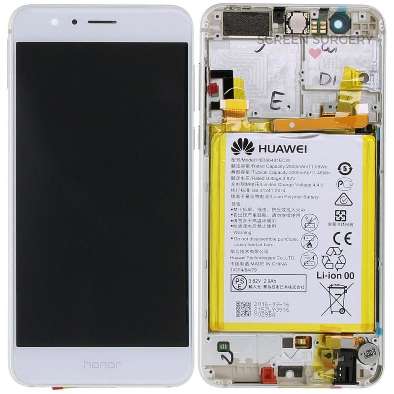 Lcd Touchscreen With Front Cover Speaker Light Sensor Battery Vibra Motor - White Huawei Honor 8