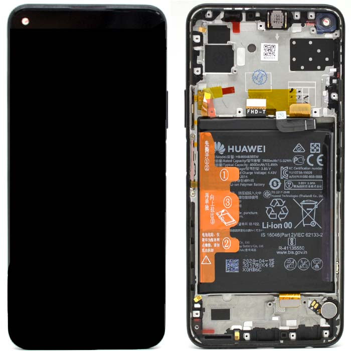 Huawei - P40 Lite - LCD Service Pack - Midnight Black